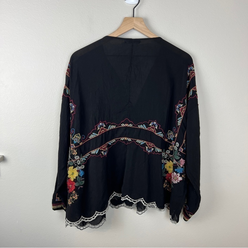 Johnny Was Cabo Embroidered Floral Button Down Blouse - Picture 3 of 5